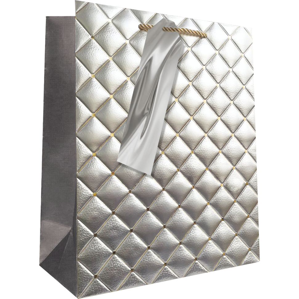 Silver Quilted Medium Gift Bag